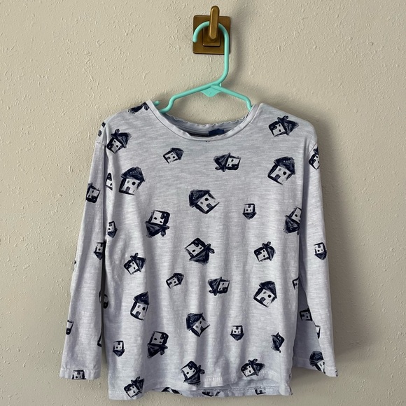 Zara Baby Boy Watercolor House Long Sleeve Blue Shirt Size 3/4 Years - Picture 8 of 8